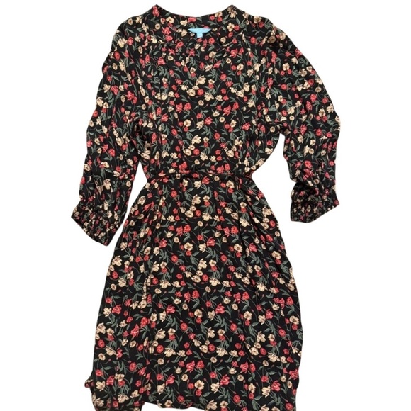 Draper James Dresses & Skirts - Draper James Floral‎ Black Dress, Size Large, Adjustable Waist, Long Sleeve
